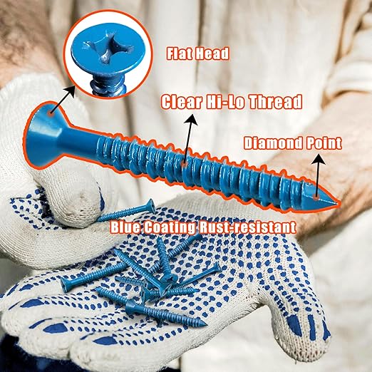 220Pcs Concrete Screws with Drill Bit and Driver bit, 3/16" 1/4" Flat Head Concrete Cement Screws Assortment Kit for Anchoring to Masonry, Block or Brick Stucco, Length 1-1/4" to 3-1/4"