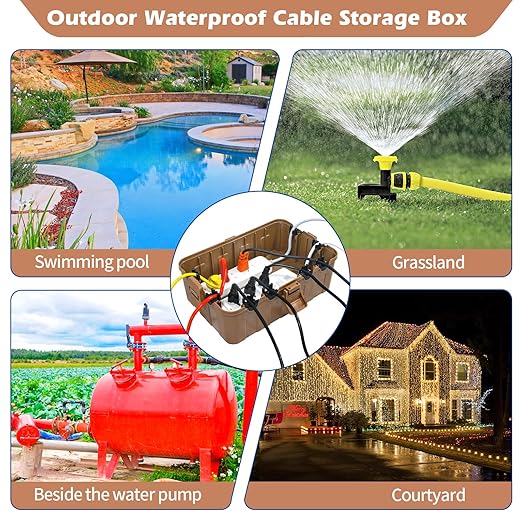 Hrensaw Large Outdoor Electrical Box(12.5x8.5x5inch),IP54 Waterproof Outdoor Outlet Covers,Weatherproof Extension Cord Covers Protect Outlet,Plug,Timer,Power Strip,Holiday Light,Brown