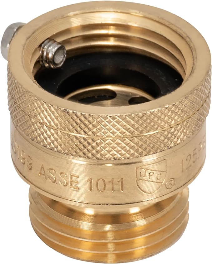 Eastman 3/4 Inch FHT x 3/4 Inch MHT Hose Bibb Anti Siphon Vacuum Breaker, Brass Plumbing Fitting, 20199