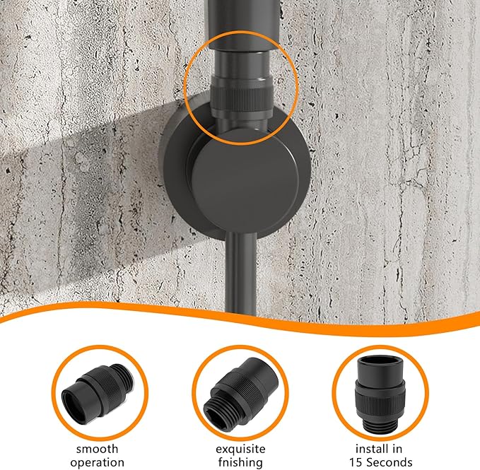 Shower Head Shut Off Valve G1/2'' Shower Flow Control Valve Brass Shut Off Valve for Handheld, Shower Arm or Bidet Sprayer(Matte Black)
