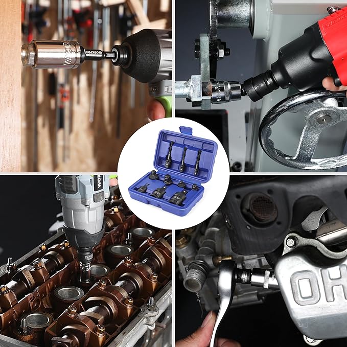 WORKPRO 10 Pieces Impact Socket Adapter Set with Case, Includes 4pc Adapter and Reducer Set, 3pc Universal Joint Socket Set and 3pc Drill Adapter, 1/4" 3/8" 1/2"