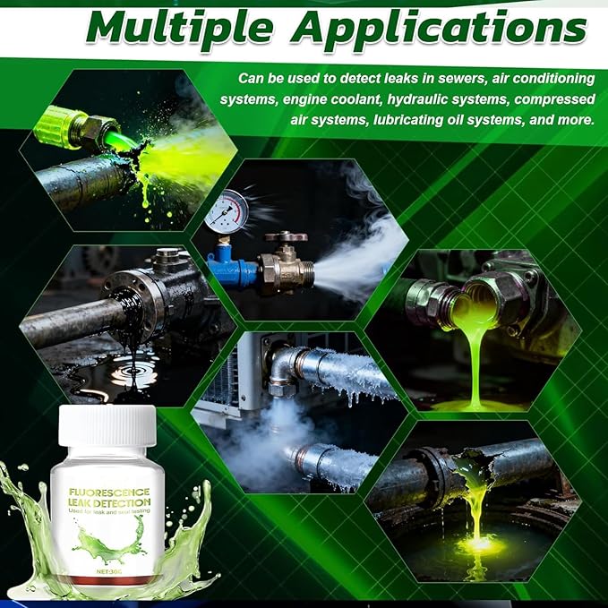 JAOJAO Leak Detection Dye, Water Tracing Dye for Pool, Spa, Plumbing, Roof, Car, Efficient Visibility, Fast Detection, Red