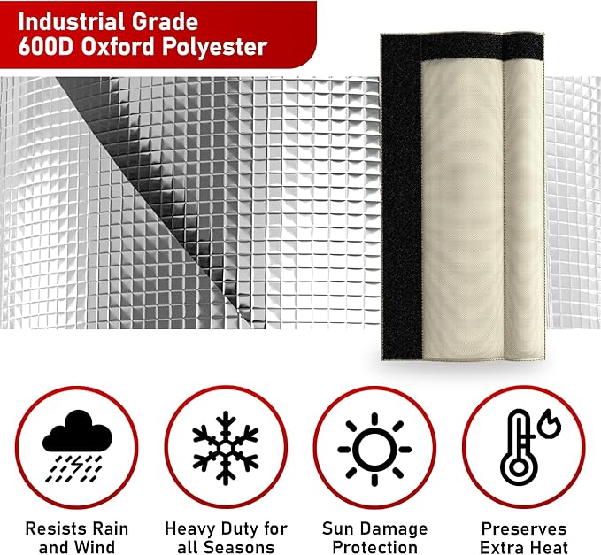 Redford Supply Co. Cold Snap (5°F) Outdoor Pipe Insulation Foam Tube, 12"W x 24"H, Outside PVC Wrap, Pipes Covers for Inside, Water Pipe Insulation Foam Tube, Insulating Outdoor Pipes (Beige)
