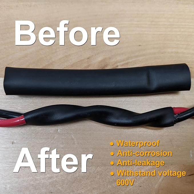 TKDMR 5 Ft 3/4" Heat Shrink Tubing - 3:1 Ratio Marine Grade Heat Shrink,Wire Cable Adhesive Lined Tube Insulation Seal Against Moisture Corrosion and Air Leakage.Black
