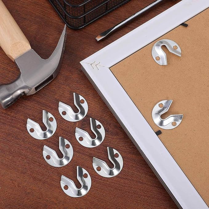 8pcs Heavy Duty Metal Keyhole Hangers Flush Mount Bracket Kit for Picture Frames Mirrors Artwork Wall Mounting Furniture Connectors with Screws