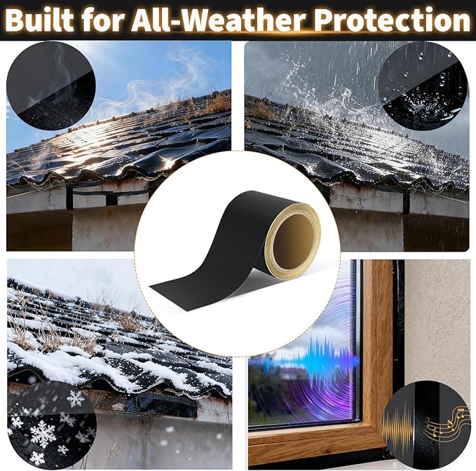 Flashing Tape for Windows and Doors, 3.75 in x 30 ft Roll, Acrylic Adhesive, Self-Adhesive Flashing Tape, Waterproof, UV Resistant,Great for Sealing Doors, Windows, and Construction & Repairs (6 pack)