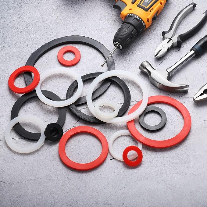 uxcell 12 Pcs Solid Nitrile Rubber Flat Washer DN40 2-5/32" OD x 1-1/2" ID x 1/4" Thickness Large Washers O Ring Sealing Gaskets, Industrial Flat Rubber Spacer, Black