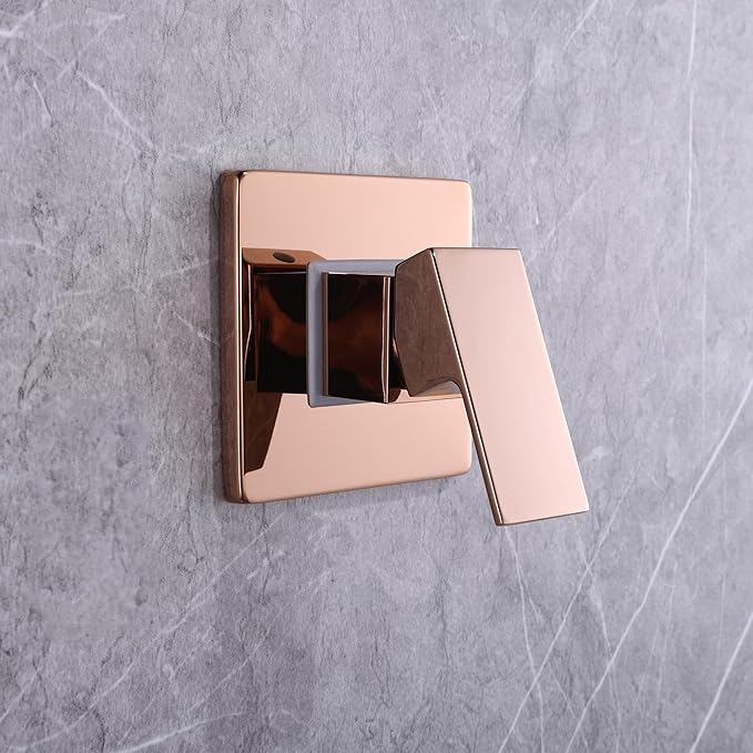 SKOWLL Single Function Shower Valve Kit, Wall Mount Shower Handle Valve Mixer Bathroom Single Handle Control Valve Kit Rough-in, Rose Gold Finshed
