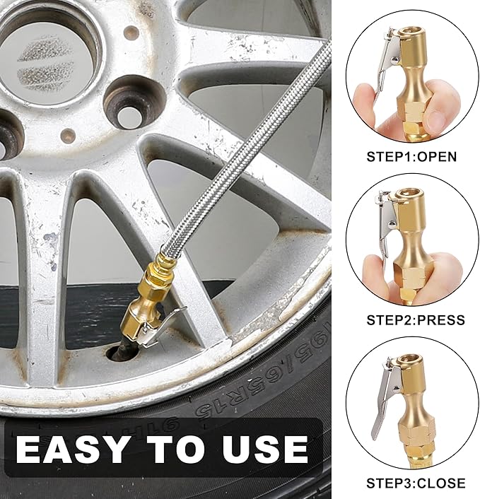 WYNNsky 21’’ Tire Inflator Gauge Hose Replacement, 3/8-24 UNF Threads
