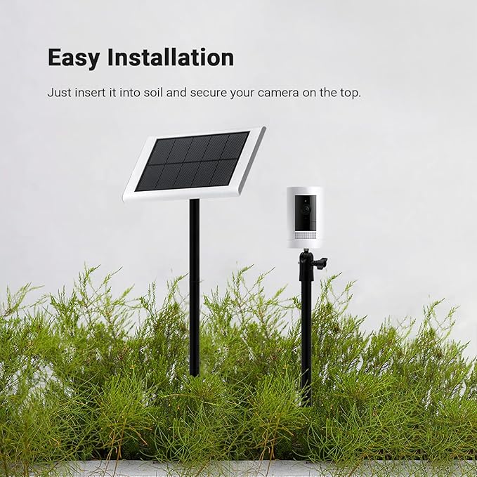 Holicfun Security Camera Ground Stake, Heavy Duty Stand Mount with Adjustable Angle and Height for Ring, Blink, Arlo, Eufy, Wyze, Google Nest, Simplisafe Cameras and Solar Panels (Black)