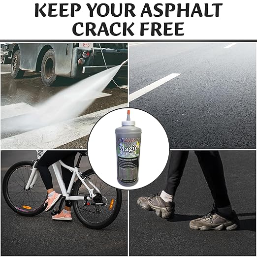 Magic Crack Filler 2.5LB Asphalt Black, for Filling in Cracks on Asphalt Driveways and Roads. Installs Easily Dry Granular No Mess and DIY (Black, 1)