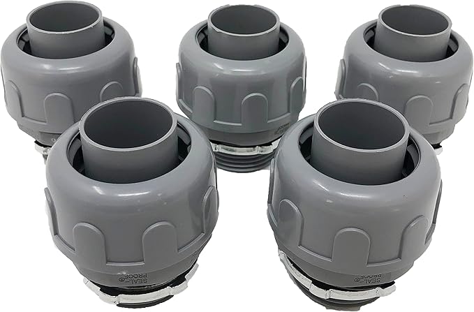 Sealproof 1-1/4-Inch Non-metallic Liquid Tight Straight Electrical Conduit Connector Fitting, UL Listed, 1-1/4" Dia, 5-Pack
