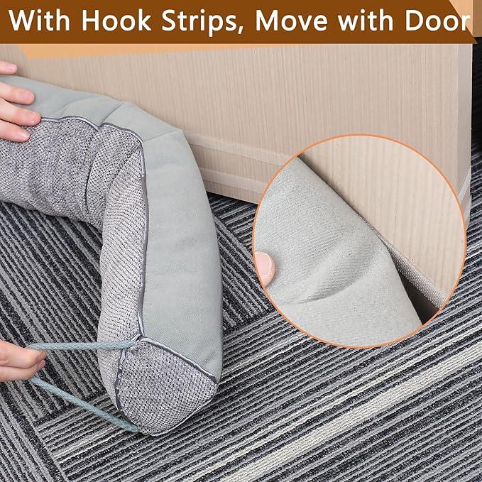 Triangle Under Door Draft Stopper Noise Blocker 24 Inches for Door Bottom Air Seal Insulation and Soundproof, Heavy Duty Weather Guard Snake Stripping, Gray