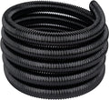 Pond Tubing 3/4" 10ft - Black Corrugated Flexible PVC Hose, Kinkproof & Strong for Garden, Waterfall Sump Pump Hose