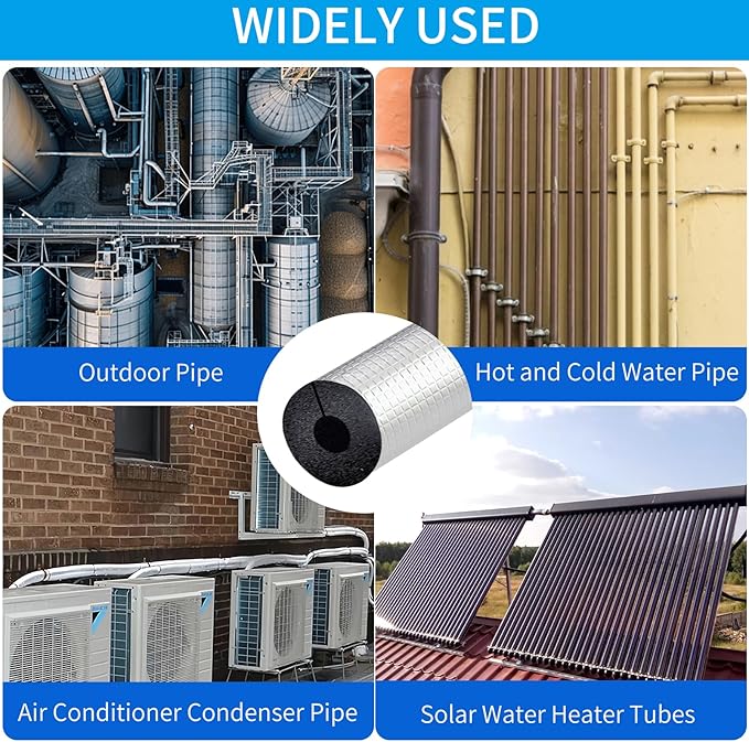1 " ID Pipe Insulation Foam Tube Self Adhesive 16 " L Peel and Stick Pipe Insulation Foam Wrap Aluminum Foil Pipe Covers for Spigot, Winter Outside Pipes, Sprinkler 20 PC