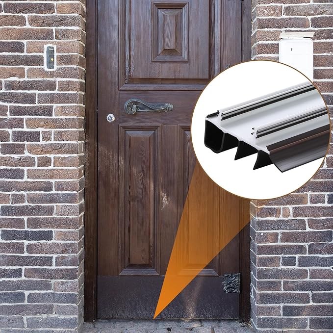 2 Pack 36" Replacement Door Sweep Hardware Double Bubble Kerf Door Sweep Door Bottom with Vinyl Fins Weather Stripping Door Seal for Bottom of Door Exterior, Weatherproof Design