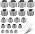 20 Pcs 304 Stainless Steel Pipe Plug Fitting Assortment Kit,1/8" 1/4" 3/8" 1/2" 3/4" NPT Male Internal Hex Thread Socket Pipe Plug,5 Sizes