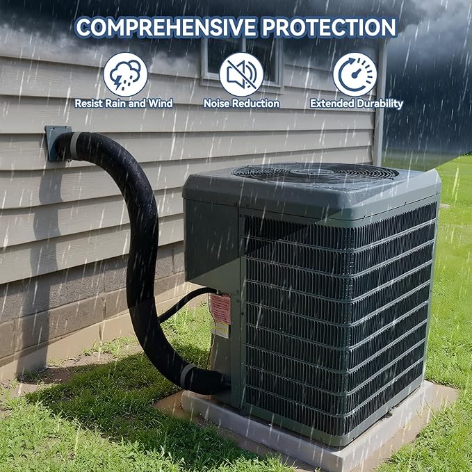 5-Layer HVAC Pipe Insulation Foam Tube 59"x10.6", Cut-to-Fit AC Line Insulation Cover for 1/4" 1/2" 3/4" 1" 1.75" 2" 3" Copper Pipe, Flexible Split Foam Wrap Sleeve for Mini Split & Central AC, Black