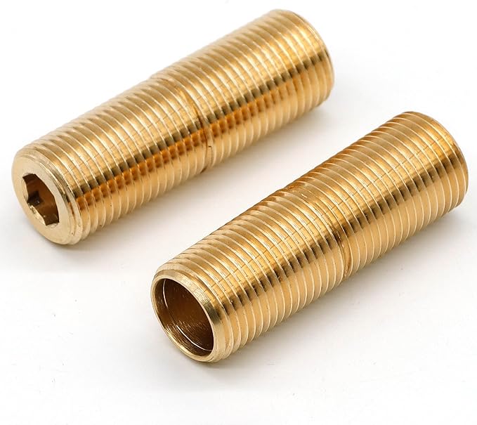 (2 pcs) Brass Pipe Adapter Plumbing, G Thread 1/2" Male to NPT Thread 1/2" Male Pipe Fitting Adapter, Seamless and Leakproof (2.5" Length)