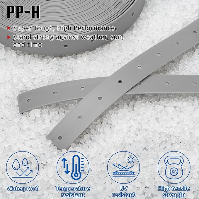 Plastic Hanger Strap 3/4 Inch x 30 FT Reinforced Flexible Hanger Strap for Pipe & Ducts Securing in Plumbing & HVAC, Gray