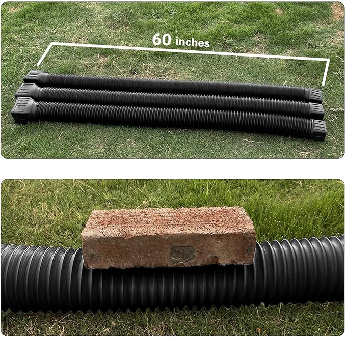 2 Pack Flexible Rain Gutter Downspout Extensions,Drain Downspout Extender,Gutter Extension Flexible,Down Spout Drain Extension Pipes,Extendable from 21 to 60 Inches (Black)