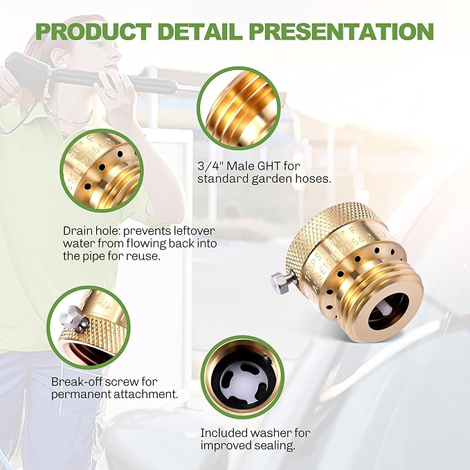 8 Pack Brass 3/4" Inch GHT Hose Bibb Connector Backflow Preventer Vacuum Breaker