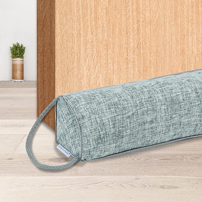 NABOWAN 32" Weighted Under Door Draft Stopper -Triangular Door Draft Blocker with Hook Loops for Easy Install, Save Energy, Home Room Essentials