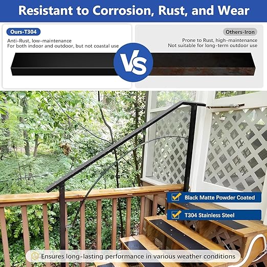 2Pack 8FT Stainless Steel Black Handrail for Cable Railing Post Kit, 2" W X 1" H Cuttable Rectangular Top Rail with End Cap Screw for Staircase Remodel Hallway Handrail Deck Railing Balcony