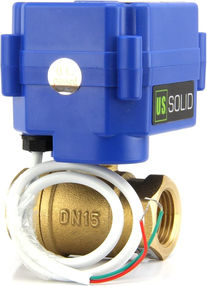U.S. Solid Motorized Ball Valve- 3/4" Brass Ball Valve with Standard Port, 9-24V AC/DC and 2 Wire Auto Return Setup (Pack of 25)