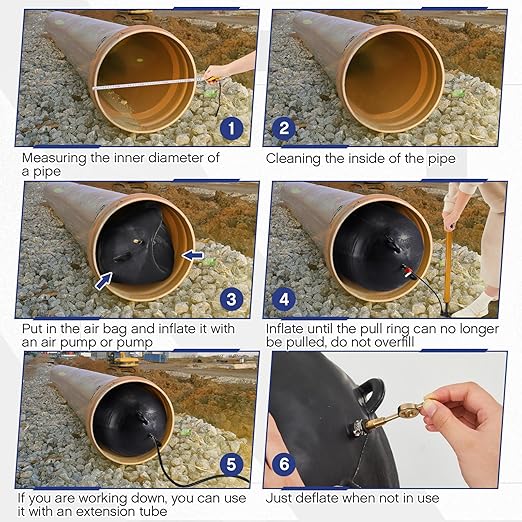Inflatable Pipe Plug Sewer Test Plug Rubber Plumbing Test Balloon for Sewage Pipeline Inspection(4 Inch,with 39.37 Rubber Extension Hose)