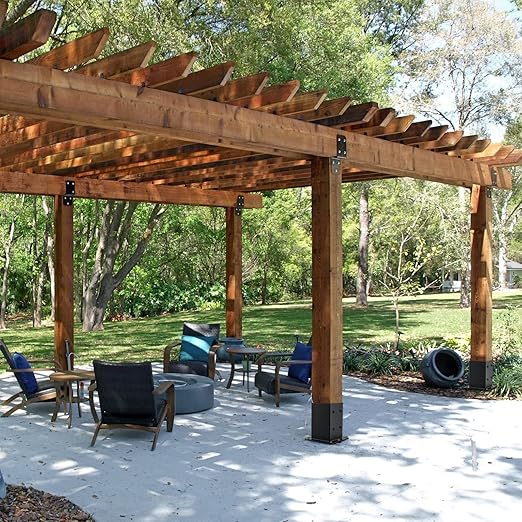 4x4 Post Base 4 Pcs, (Inner Size 3.6x3.6) Post Anchors, 13GA Thick Solid Steel & Black Powder Coated,Deck Post Brackets Support Deck Base Plate Pergola Brackets Fence Kit Mailbox Mount