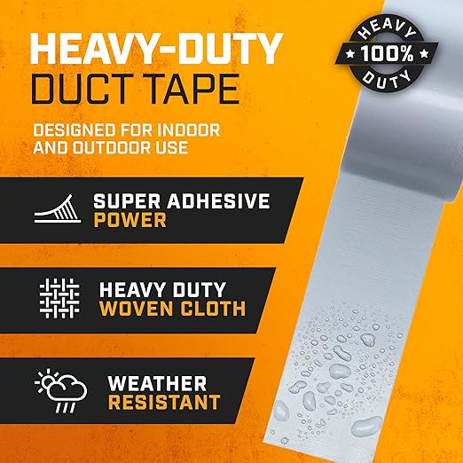 Lockport Duct Tape Heavy Duty Waterproof - 10 Roll Pack Silver Duct Tape Bulk - 30 Yards x 2 Inch - No Residue, Flexible, Strong, All- Weather Resistant and Easy Tear - Grey Heavy Duty