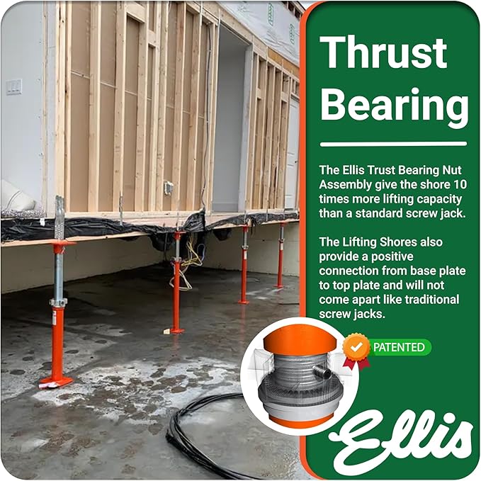 ELLIS Heavy-Duty Adjustable Steel Shore – Permanent or Temporary Floor Support for Beams, Concrete, and Structural Repairs – 34,000 lb Safe Load Capacity – 55"-80" Adjustment