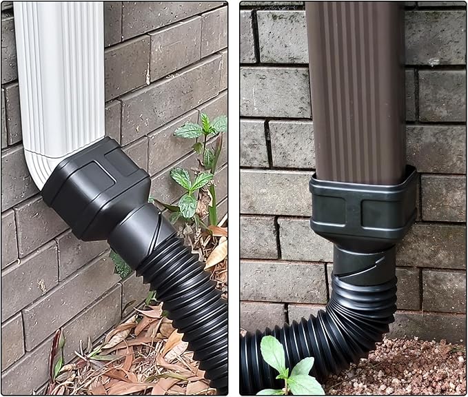7ft Long Gutter Downspout Extensions, 3.1" OD Gutter Downspout Extender Pipe for 2"×3" Downspout and 3"×4"Downspout, Flexible Pipe Stretched Length 7ft, Black,2-Pack
