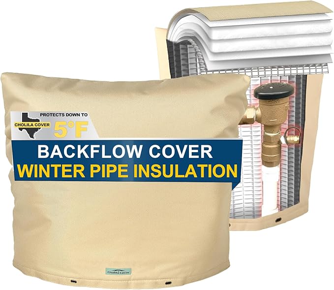 Backflow Preventer Cover Insulated (5˚F) - 40" W x 36" H Backflow Cover for Winter Pipe Freeze Protection, Sprinkler Covers for Outside with 7 Layers Fabric Double Wall Insulation Cover