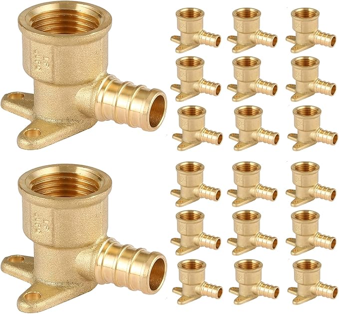 PEX Fittings, 1/2 Inch Female NPT Pex Drop Ear Elbow, Brass Fittings for Pex Pipe Connect(PEX1807159-20Pack)