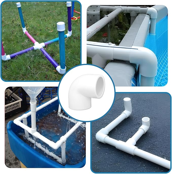 12 Pack 3/4 inch 90 degree PVC elbow Pipe Fittings, PVC Fitting Connectors, Used for Building Furniture, Furniture Grade, White