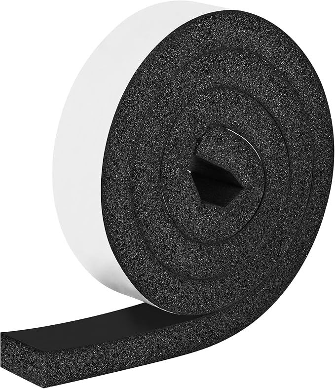 Foam Strips with Adhesive, 2 Inch Wide X 1 Inch Thick, Neoprene Weather Stripping High Density Foam Closed Cell Tape Seal for Doors and Windows Insulation, Total 6.5 Feet Long