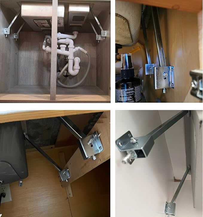 Undermount Sink Repair Kit, Brackets for Fallen Sink Support, Alloy Steel, Silver Gray, Undermount, 5 Count