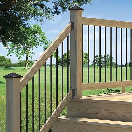 30° Stair Angle Stainless Steel Deck Railing Brackets Connectors for 2"x4" (Actual 1.5"x3.5") Railing Wood Post Stair Fence Railing Connectors with Coated Wood Screws,(2 Pair/Black)