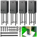 4"x4" Stainless Steels U-Shape Post Holder, Wet Concrete Post Anchor, Heavy-Duty Post Base Bracket for Fence, Deck Railing, Wood Gazebo, Pergola (4pack-Dark Gray)