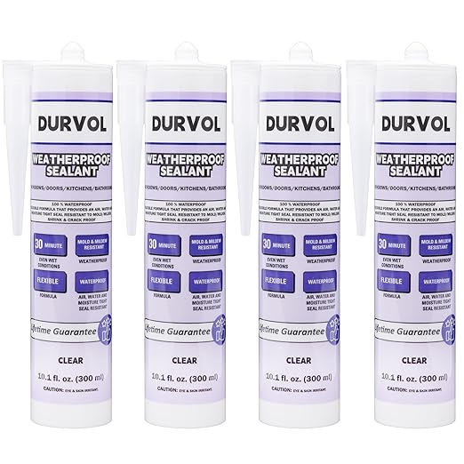 All-Weather Sealant Waterproof Caulking Seal, Caulking Sealant for Kitchen, Bathroom, Marine, Door and More, Clear 4-Pack
