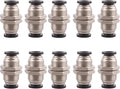 Bulkhead Union Push to Connect Tube Fitting 5/16 Inch Tube OD Double Threaded (10 Packs)