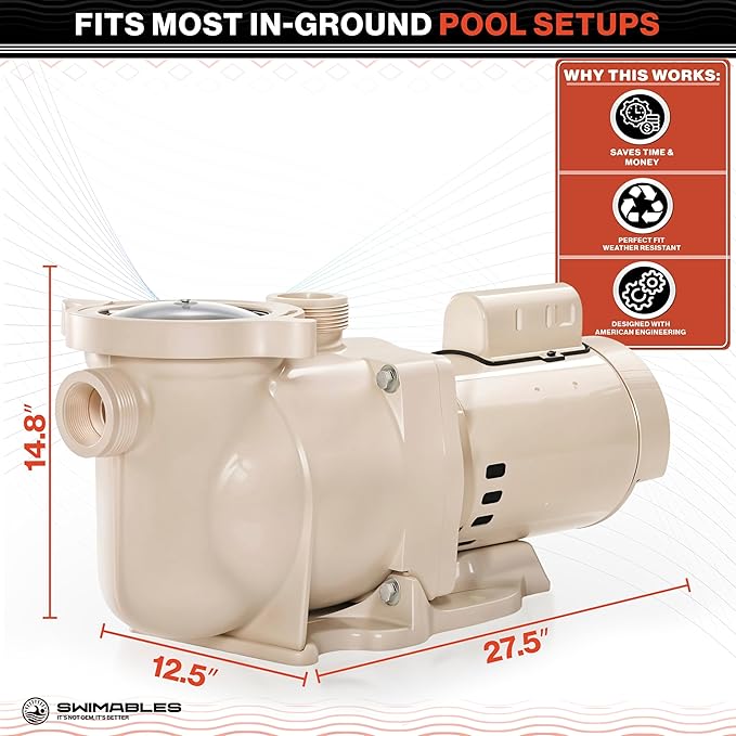 Swimables 340039 1.5 HP SuperFlo Pool Pump - Replacement for Pentair SuperFlo 1.5HP & VS Pumps - Compatible with Pentair SuperFlo VS 1.5HP, Variable Speed Inground Pumps - Quiet, Efficient Design