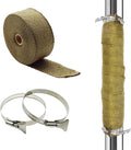 DOBTIM Fireproof Pipe Wrap Insulation 2" Wide X 32' Long, Fiberglass Heat Shield Tape Pipe Webbing for Stove Flue Protector with 2 Clamps,Titanium