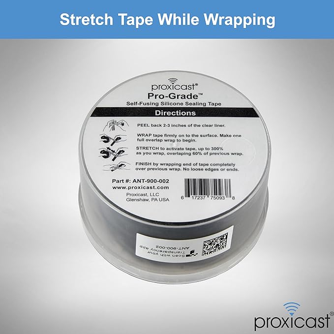 Proxicast Pro-Grade Extra Strong 30mil Weatherproof Self-Fusing Silicone Rubber Sealing Tape for Outdoor Antenna Coax & Electrical Cables, Hose/Pipe Leaks & Emergency Repairs (1.5" x 15' roll) - Red
