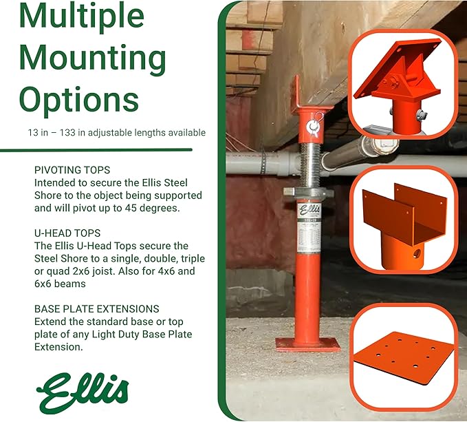 Ellis Manufacturing Light-Duty Steel Lifting Shore and Jack Post – House Jack for Foundation, Floor Leveling, and Concrete Bracing – 16,000 lb Safe Load Capacity – 23"-35" Adjustment