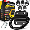 6PCS Heavy Duty Steel D Rings Tie Down Anchors, Ultra Durable 3500 Pound Breaking Strength Surface Mount Hooks Securing Cargo for Trailer, Truck Bed, with Screws & Bolts
