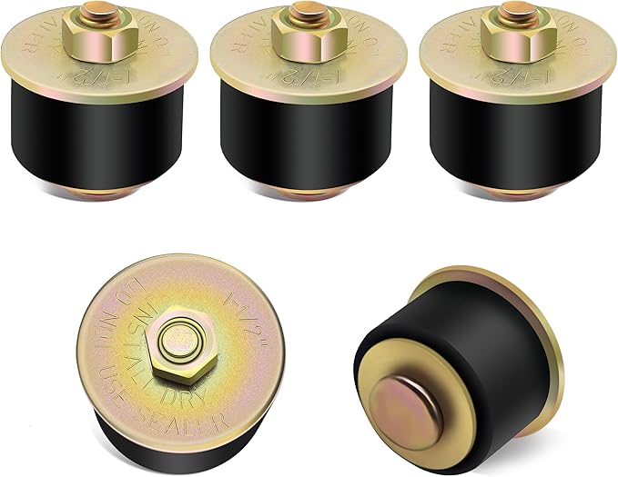 Siptenk 1-1/2" Freeze Rubber Expansion Plug 5 pcs, Automotive Rubber Expandable Freeze Plugs For Engine