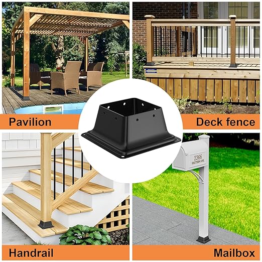 4x4 Post Base 15Pcs, Internal 3.5"x3.5" Heavy Duty Powder-Coated Steel Post Bracket Fit for Standard Wood Post Anchor, Decking Post Base for Deck Porch Handrail Railing Support with Screws